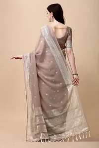 Stylish Silk Blend Brown Embellished Saree with Blouse piece-thumb4