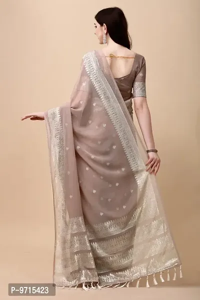 Stylish Silk Blend Brown Embellished Saree with Blouse piece-thumb5