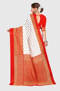 Stylish Art Silk White Self Pattern Saree with Blouse piece For Women-thumb3