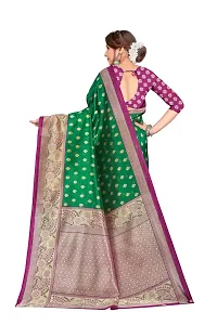 Stylish Art Silk Green Self Pattern Saree with Blouse piece For Women-thumb3