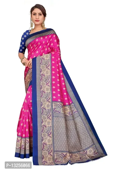 Stylish Art Silk Pink Self Pattern Saree with Blouse piece For Women-thumb0