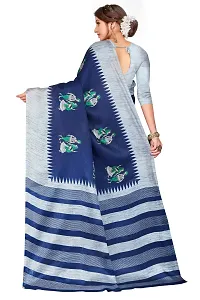 Stylish Khadi Silk Blue Printed Saree with Blouse piece For Women-thumb3