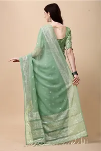 Stylish Silk Blend Green Embellished Saree with Blouse piece-thumb3