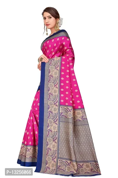 Stylish Art Silk Pink Self Pattern Saree with Blouse piece For Women-thumb2