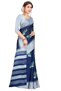 Stylish Khadi Silk Blue Printed Saree with Blouse piece For Women-thumb2