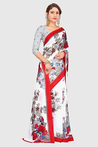 Stylish Georgette White  Printed Saree with Blouse piece For Women-thumb2