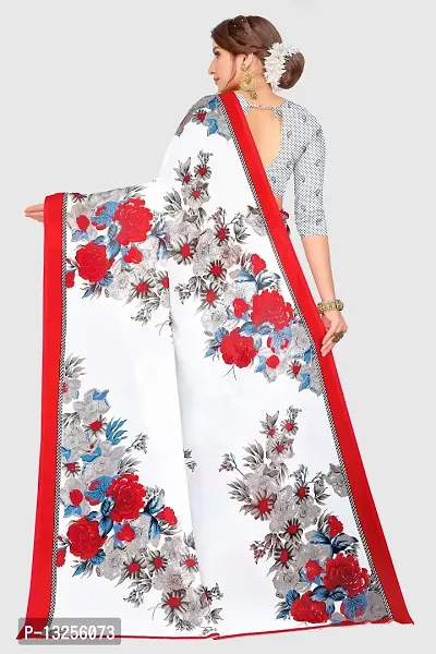 Stylish Georgette White  Printed Saree with Blouse piece For Women-thumb4