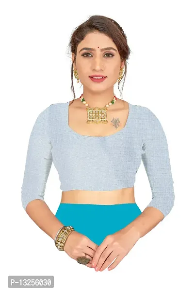 Stylish Khadi Silk Blue Printed Saree with Blouse piece For Women-thumb5