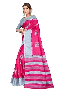 Stylish Khadi Silk Pink Printed Saree with Blouse piece For Women-thumb1