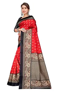 Stylish Art Silk Red Self Pattern Saree with Blouse piece For Women-thumb1
