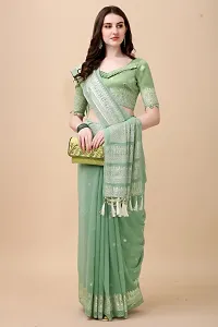 Stylish Silk Blend Green Embellished Saree with Blouse piece-thumb2
