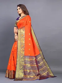 Stylish Banarasi Silk Orange Embellished Saree with Blouse piece-thumb1