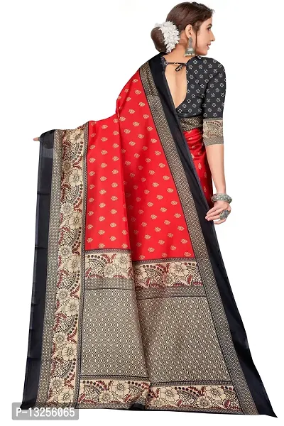 Stylish Art Silk Red Self Pattern Saree with Blouse piece For Women-thumb4