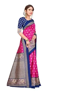 Stylish Art Silk Pink Self Pattern Saree with Blouse piece For Women-thumb2