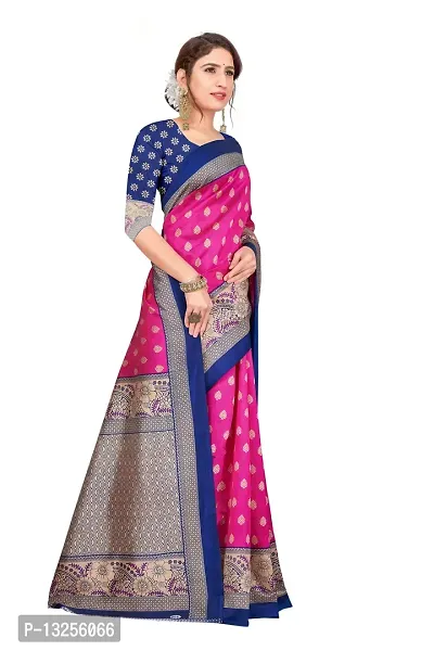 Stylish Art Silk Pink Self Pattern Saree with Blouse piece For Women-thumb3