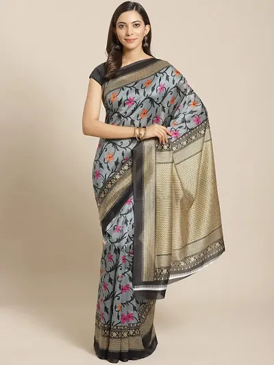 New Stylish Printed Art Silk Sarees with Blouse Piece