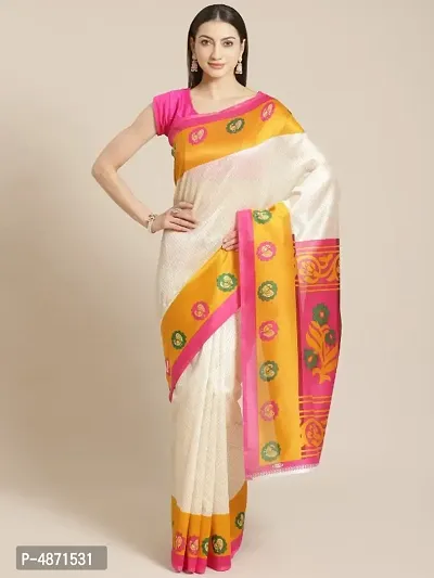 Beautiful Art Silk Printed Saree with Blouse piece-thumb0