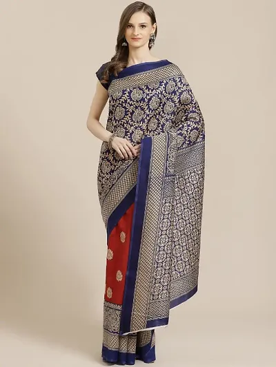 Beautiful Art Silk Printed Saree with Blouse piece