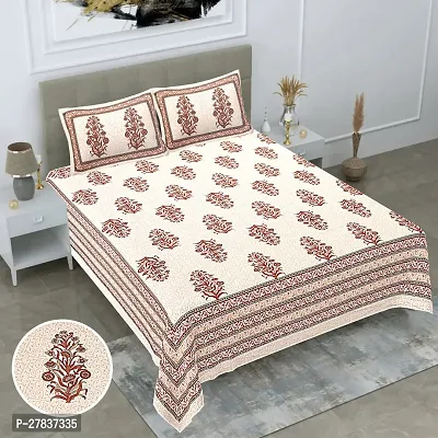 Classic Cotton Blend Printed Double Bedsheet With Two Pillow Cover 90 X 108