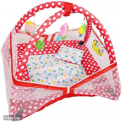 Baby Kick and Play Gym Mattress with Mosquito Net and Baby's Bedding Set (Multicolor, 0-10 Months)