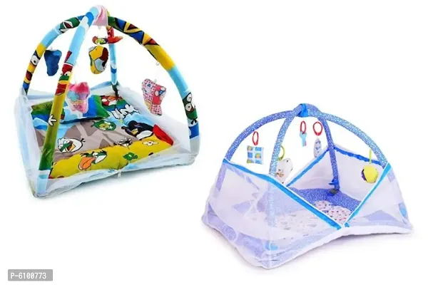 Baby Kick and Play Gym with Mosquito Net and Baby Bedding Set Combo Pack of 2-thumb0