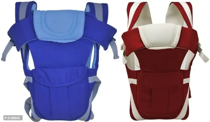 Pack of 2 Combo Kids 4-in-1 Adjustable Baby Carrier Cum Kangaroo Bag/Honeycomb Texture Baby Carry Sling/Back/Front Carrier for Baby with Safety Belt and Buckle Straps-thumb0
