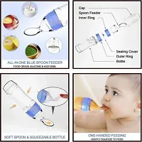 Feeding Spoon with Squeezy food Grade Silicone Feeder bottle , For Infant Baby, 90ml, BPA Free Multicolor-thumb1