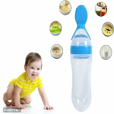Feeding Spoon with Squeezy food Grade Silicone Feeder bottle , For Infant Baby, 90ml, BPA Free Multicolor-thumb4