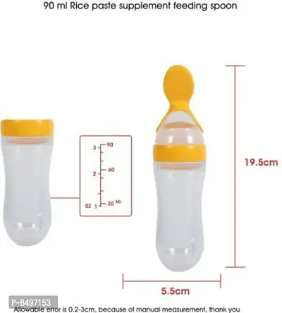 Feeding Spoon with Squeezy food Grade Silicone Feeder bottle , For Infant Baby, 90ml, BPA Free Multicolor-thumb2