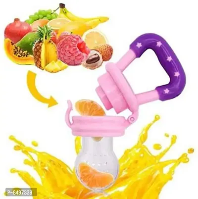 Silicone Food/Fruit Nibbler with Extra Mesh, Soft Pacifier/Feeder, Teether for Infant Baby, Infant, Joystar Yellow, BPA Free-thumb0