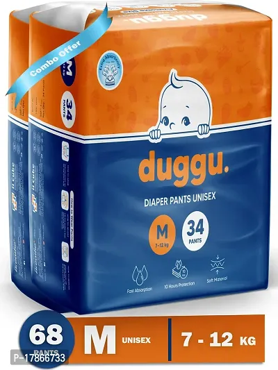 Duggu Baby Diapers Pants UP to 10 hrs Absorption 7 - 12 Kg - Medium Pack 2 (34)