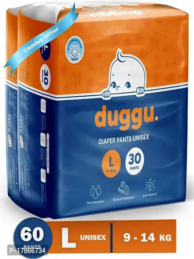 Duggu Baby Diapers Pants UP to 10 hrs Absorption 9 - 14 Kg Large Pack 2 (30)