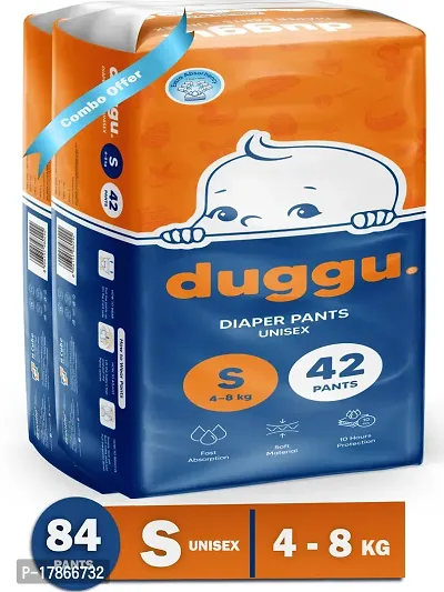 Duggu Baby Diapers Pants UP to 10 hrs Absorption 4 - 8 Kg - Small Pack 2(42)