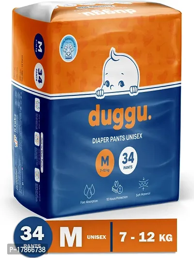 Duggu Baby Diapers Pants UP to 10 hrs Absorption 7 - 12 Kg - Medium 34 Pcs Pack of 1