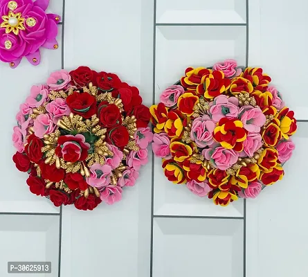 Classic Artificial Fabric Flower Juda Gajra Hair Accessoriess For Women Pack Of 2