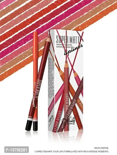 Me Now Super Matte Lip Liner Pencil, Matte Finish, (Set Of 12) P102 - Multicolor-thumb0