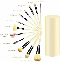 Makeup Brush Set with storage barrel box | Eyeshadow Blending cosmetics Brush Kit|12 pc Makeup brush set| (Yellow)-thumb2