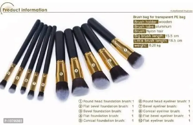 Lele? Makeup brush set 10 (Black) + Makeup Sponge+ Brush Cleaner-thumb4