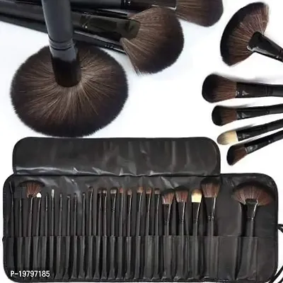 lele? Makeup brush set of 24 pcs. with leather pouch Makeup Brushes for Women  Girls, Eyeliner, Eye Shadow, Eye Brow, Foundation, Powder Liquid Cream Blending Brush,