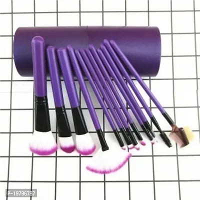 Makeup Brush Set with storage barrel box | Eyeshadow Blending cosmetics Brush Kit|12 pc Makeup brush set| (Purple)-thumb3