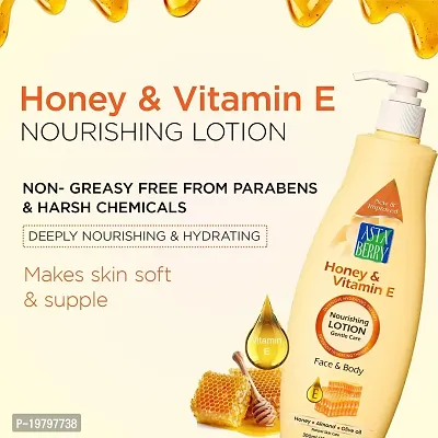 Astaberry Honey  Vitamin E Moisturizing Face  Body Lotion 300ml - Nourishes  Hydrates | Goodness of Honey, Almond  Olive Oil Pack of 2, (2 x 300ml)-thumb2