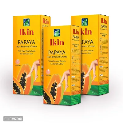 Ikin Papaya Hair Remover Cream For All Skin - Bikini Hair Removal Cream For Women  Girls | 2x Longer Lasting Smoothness than Razors (Pack of 3 (60gm X 3))