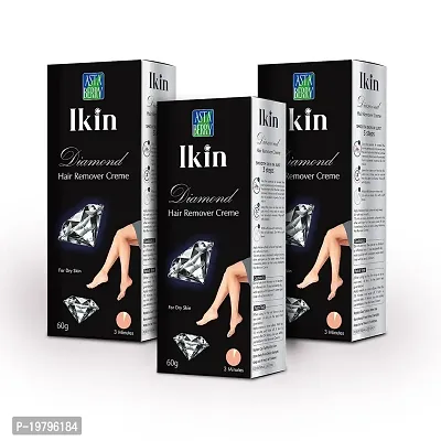 Ikin Diamond Hair Remover Cream 60gm, Pack of 3 (3 x 60g) Hair Removal Cream for Women | Suitable for Legs, Underarms  Bikini Line | 2x Longer Lasting Smoothness than Razors