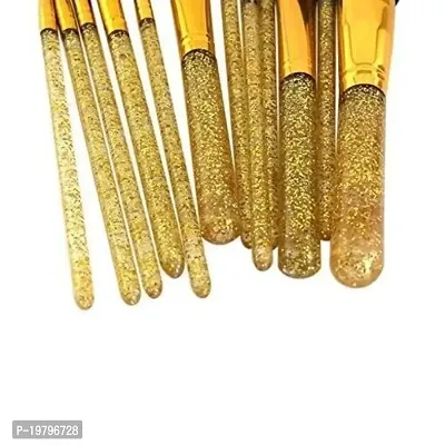 Makeup Brush Set with storage barrel box | Eyeshadow Blending cosmetics Brush Kit|12 pc Makeup brush set| (Glittery Golden)-thumb2