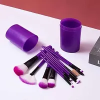 Makeup Brush Set with storage barrel box | Eyeshadow Blending cosmetics Brush Kit|12 pc Makeup brush set| (Purple)-thumb3