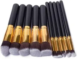 Lele? Makeup brush set 10 (Black) + Makeup Sponge+ Brush Cleaner-thumb1