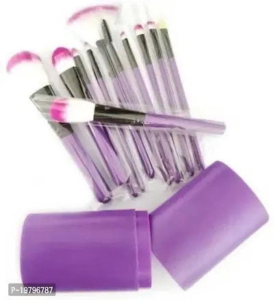 Makeup Brush Set with storage barrel box | Eyeshadow Blending cosmetics Brush Kit|12 pc Makeup brush set| (Purple)