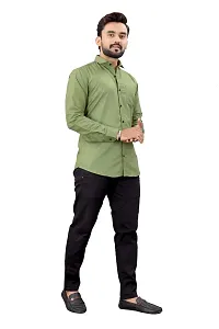 Men's Solid Slim Fit Cotton Casual Shirt with Spread Collar  Full Sleeves-thumb2