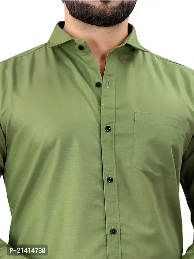 Men's Solid Slim Fit Cotton Casual Shirt with Spread Collar  Full Sleeves-thumb4