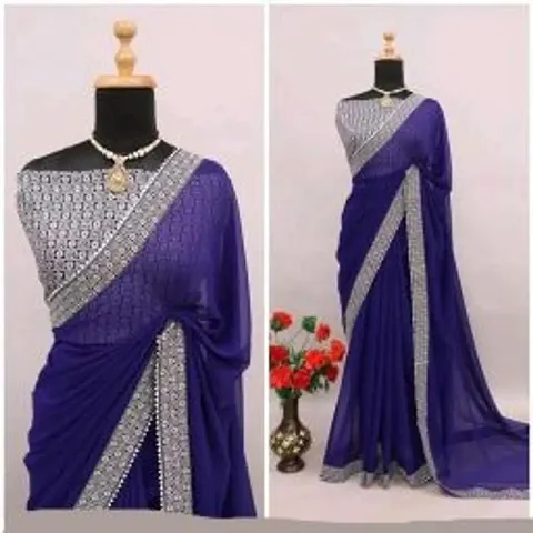 Attractive Georgette Saree with Blouse piece 